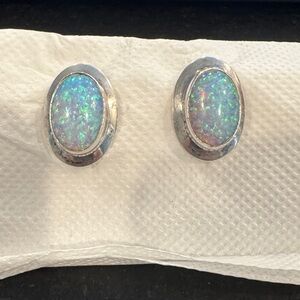 Sterling Silver Opal Earrings